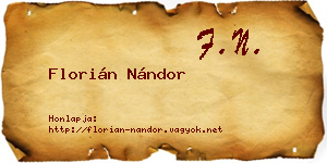 Florián Nándor névjegykártya